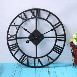 Traditional Wall Clock Black Vintage Iron Home Decoration