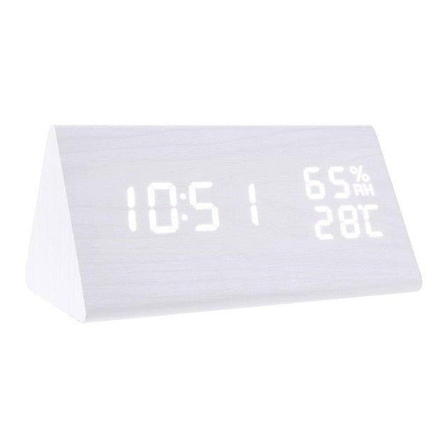 Wood LED Alarm Clocks Sound Control Digital Clock