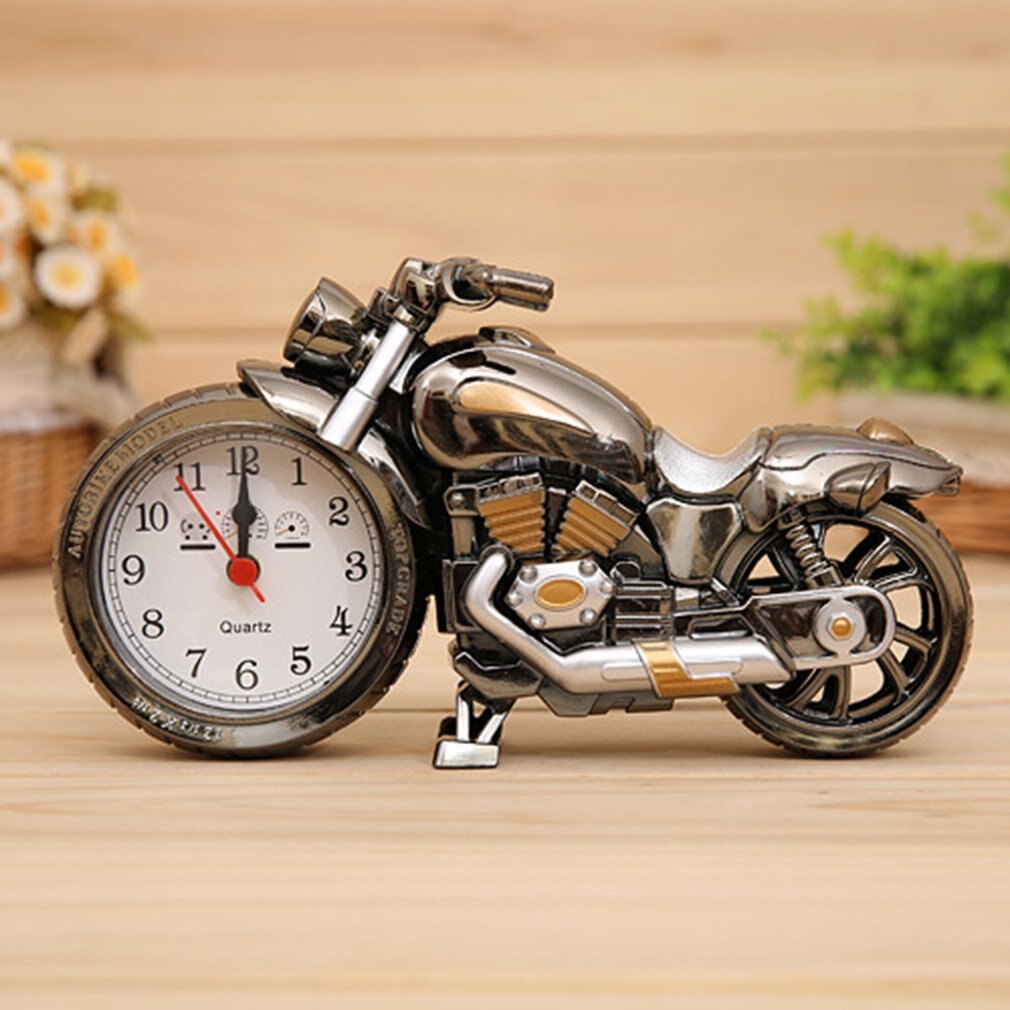 Gold Silver Alarm Clock Motorcycle